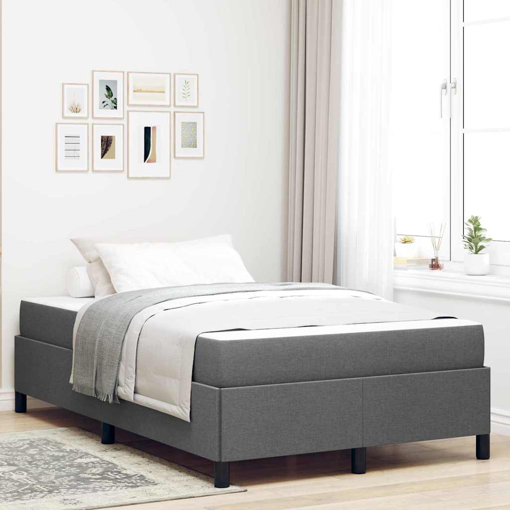 vidaXL Box Spring Bed Dark Grey 120 x 190 cm Fabric