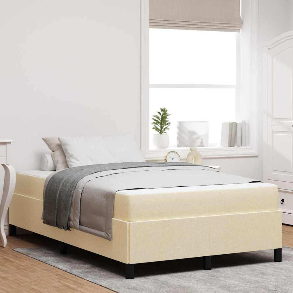 vidaXL Box Spring Bed Cream 120 x 190 cm Fabric