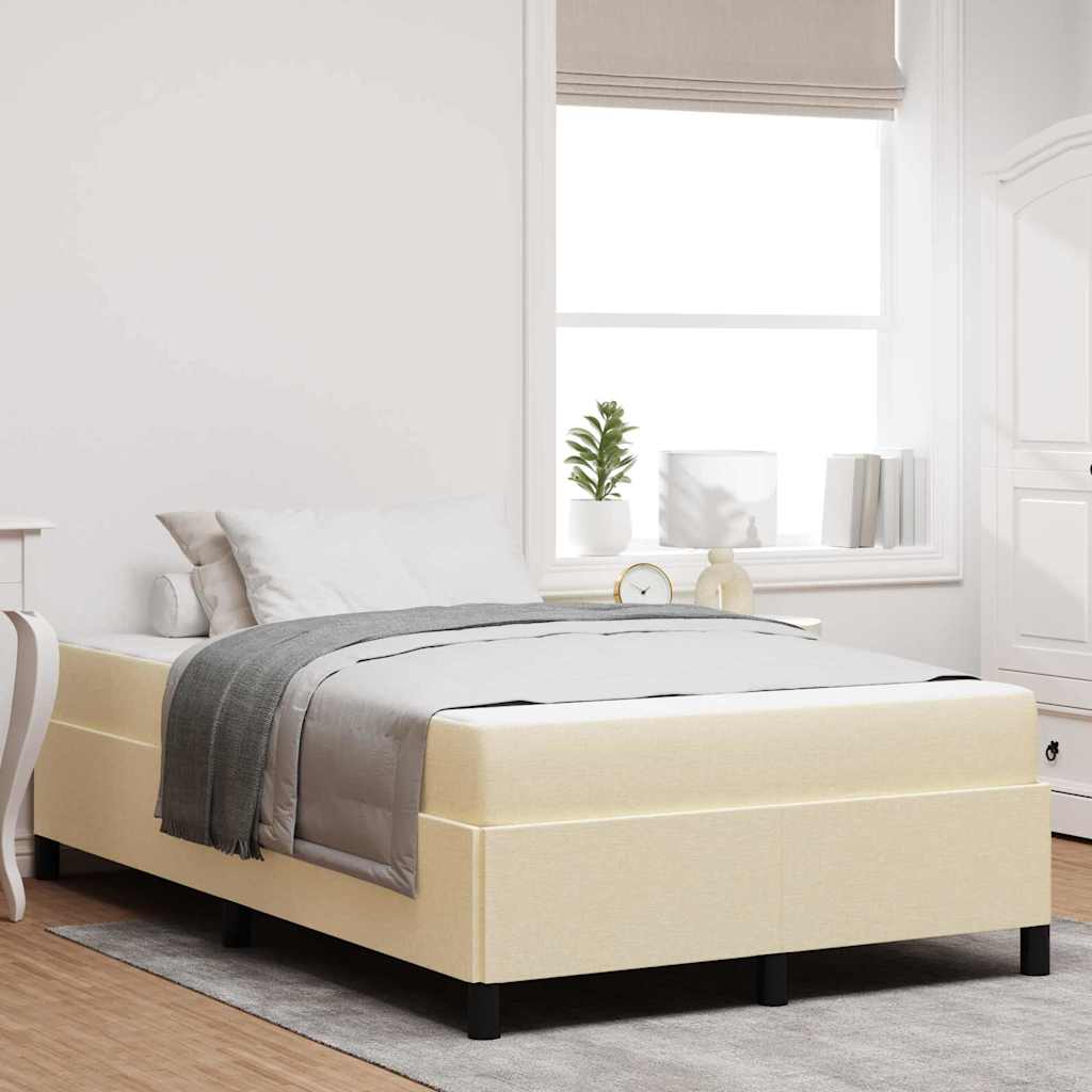 vidaXL Box Spring Bed Cream 120 x 190 cm Fabric