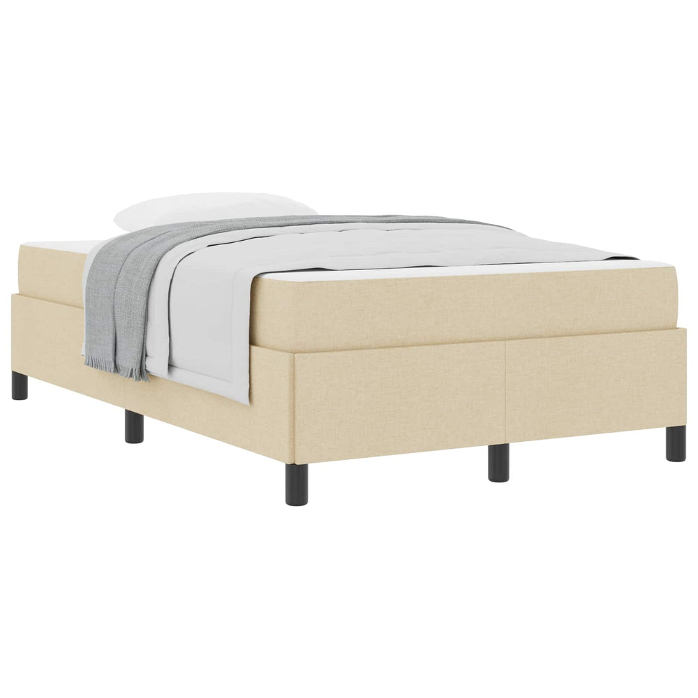 vidaXL Box Spring Bed Cream 120 x 190 cm Fabric