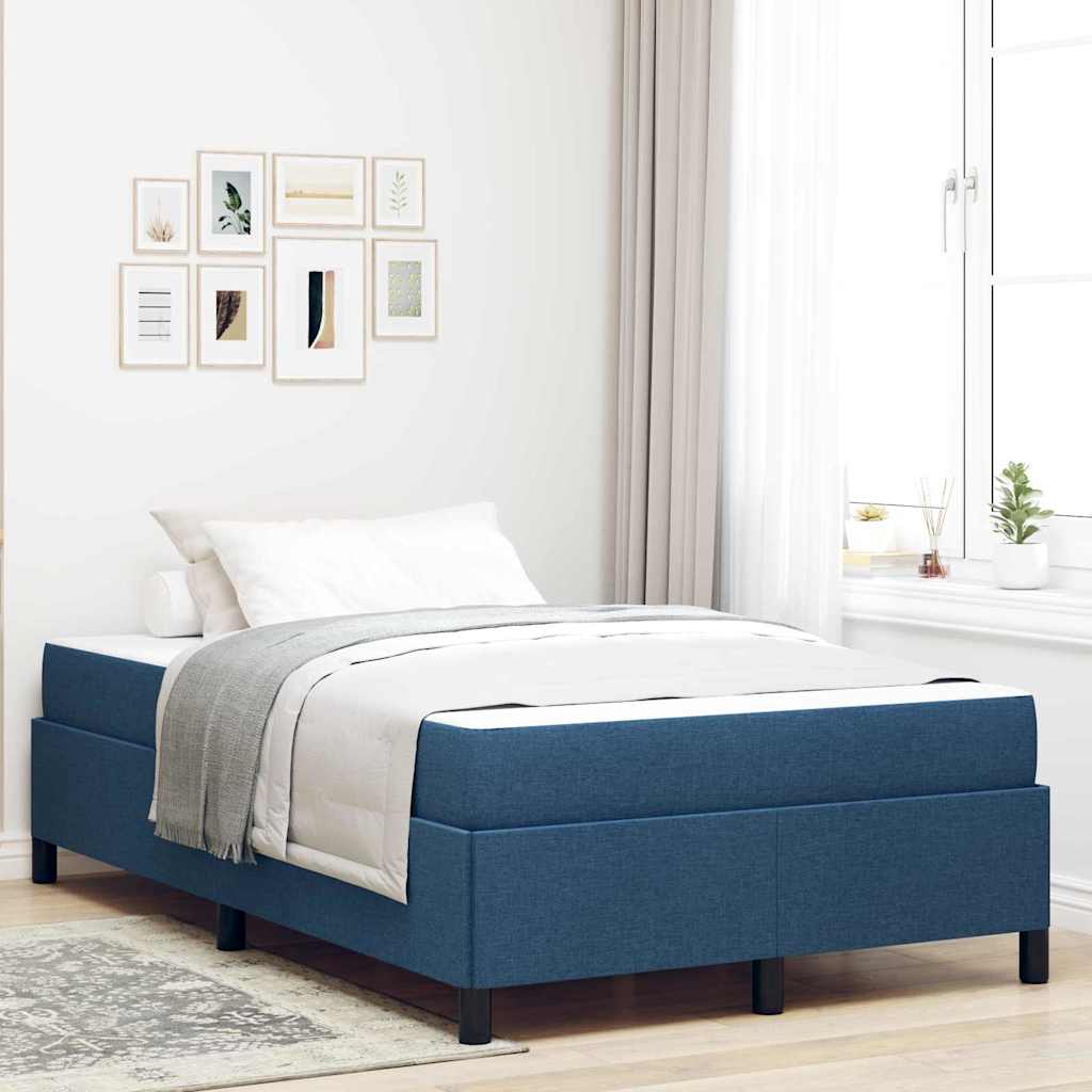 vidaXL Box Spring Bed Blue 120 x 190 cm Fabric