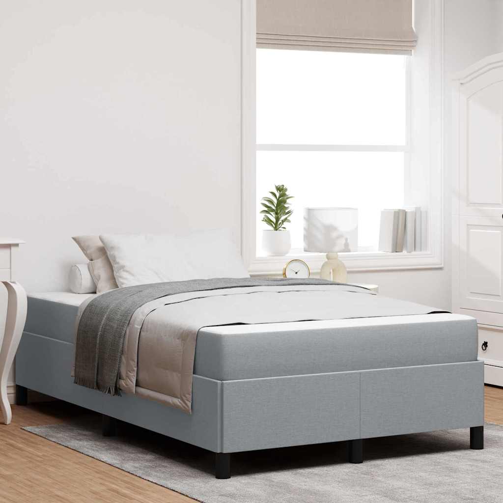 vidaXL Fabric Box Spring Bed Light Grey 120 x 200 cm