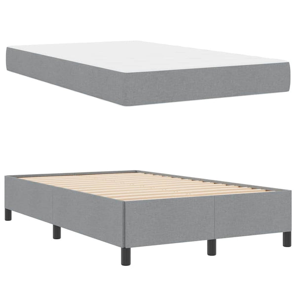 vidaXL Fabric Box Spring Bed Light Grey 120 x 200 cm