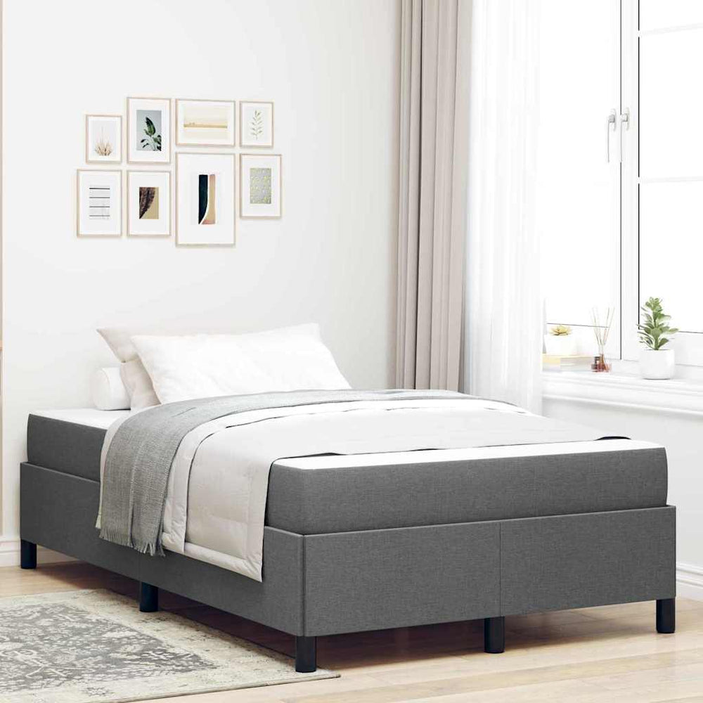 vidaXL Box Spring Bed Dark Gray 120 x 200 cm Fabric