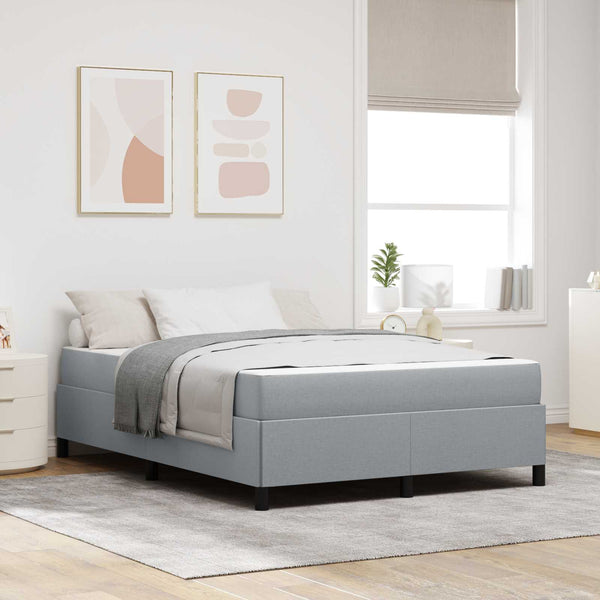vidaXL Box Spring Bed Light Grey 140 x 200 cm Fabric