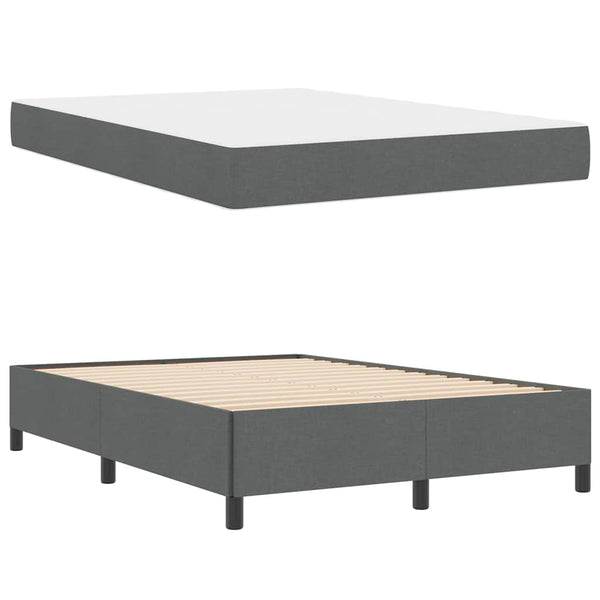 vidaXL Box Spring Bed Dark Grey 140 x 200 cm Fabric