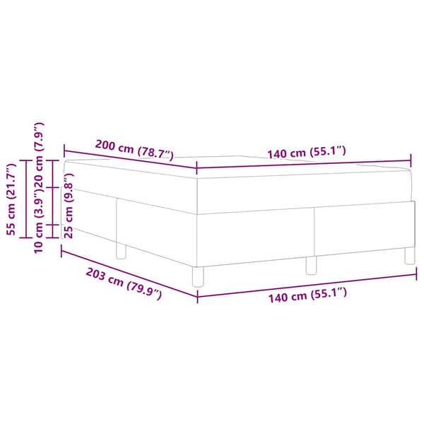 vidaXL Box Spring Bed Dark Grey 140 x 200 cm Fabric