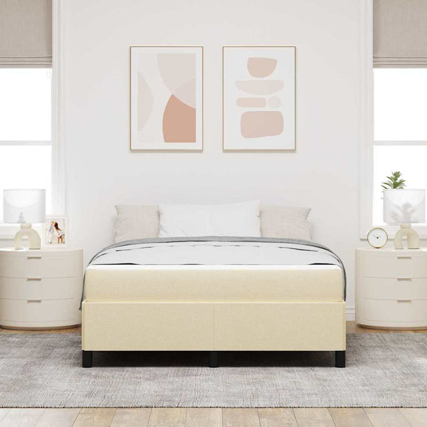 vidaXL Box Spring Bed Cream 140 x 200 cm Fabric