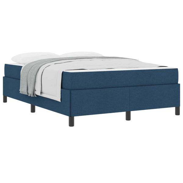 vidaXL Box Spring Bed Blue 140 x 200 cm Fabric