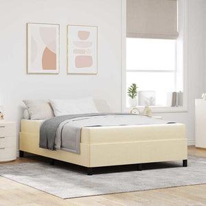 vidaXL Box Spring Bed Cream 160 x 200 cm Fabric