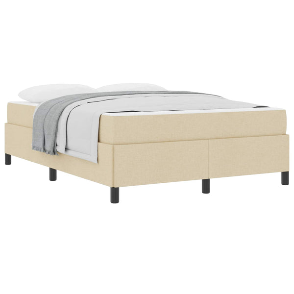 vidaXL Box Spring Bed Cream 160 x 200 cm Fabric
