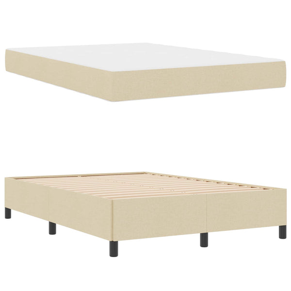 vidaXL Box Spring Bed Cream 160 x 200 cm Fabric
