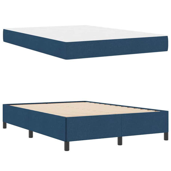 vidaXL Box Spring Bed Blue 160 x 200 cm Fabric