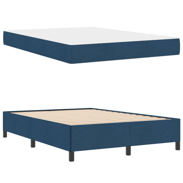 vidaXL Box Spring Bed Blue 160 x 200 cm Fabric