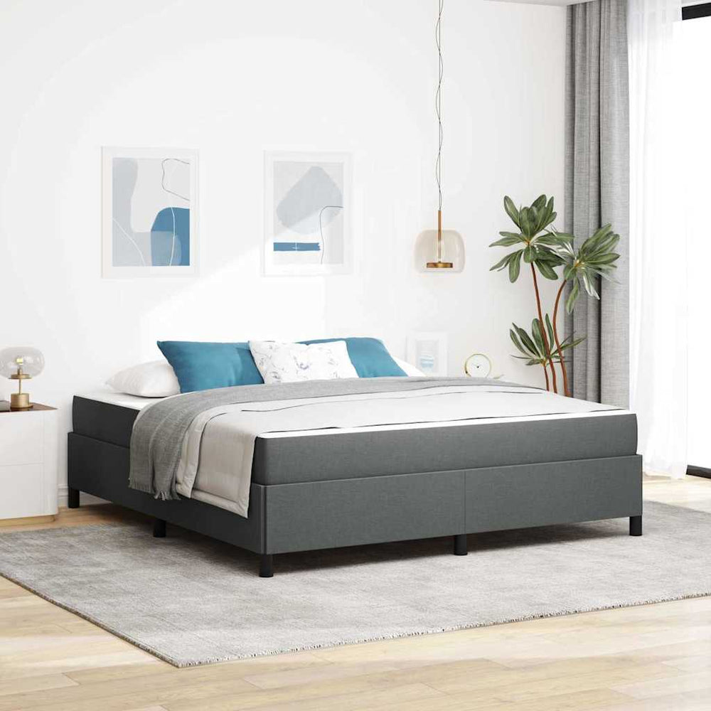 vidaXL Box Spring Bed Dark Grey 180 x 200 cm Fabric