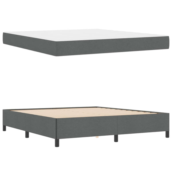 vidaXL Box Spring Bed Dark Grey 180 x 200 cm Fabric
