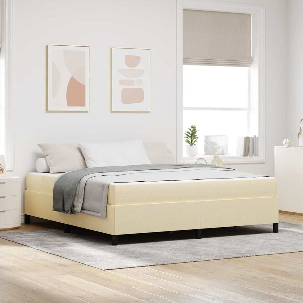 vidaXL Box Spring Bed Cream 180 x 200 cm Fabric