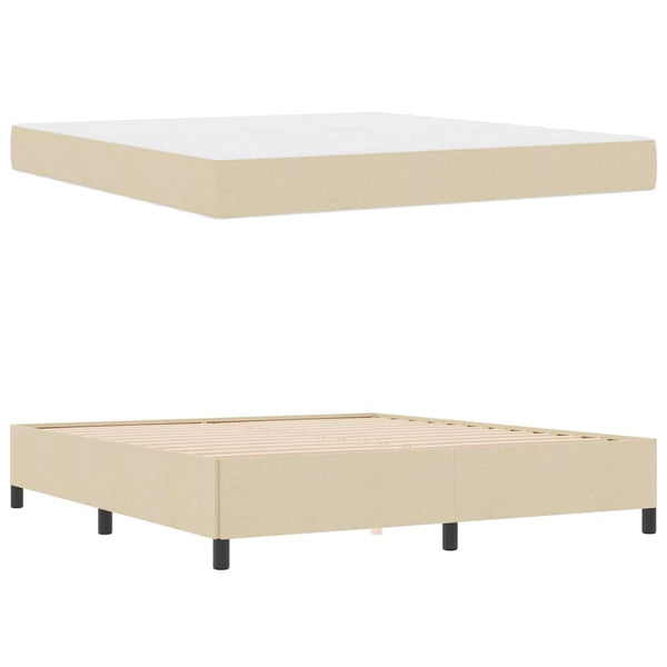 vidaXL Box Spring Bed Cream 180 x 200 cm Fabric