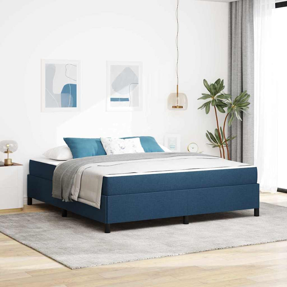 vidaXL Box Spring Bed Blue 180 x 200 cm Fabric