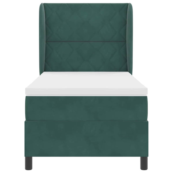 vidaXL Box Spring Bed with Headboard Dark Green 200 x 90 cm Velvet