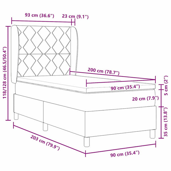 vidaXL Box Spring Bed with Headboard Dark Green 200 x 90 cm Velvet