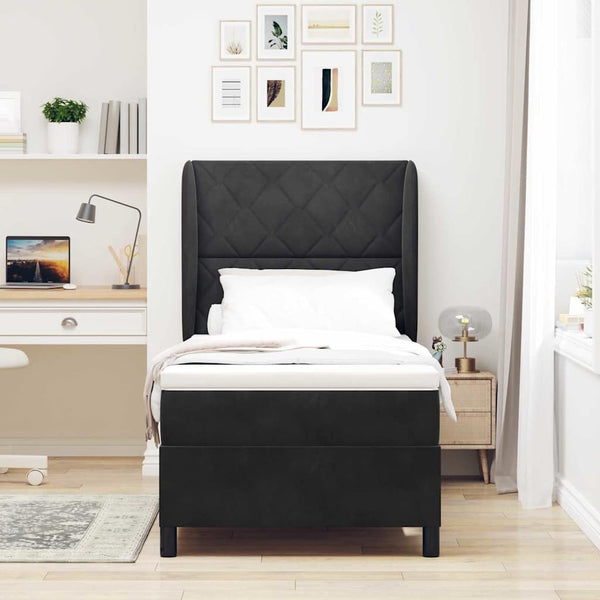 vidaXL Box Spring Bed with Headboard Black 200 x 100 cm Velvet