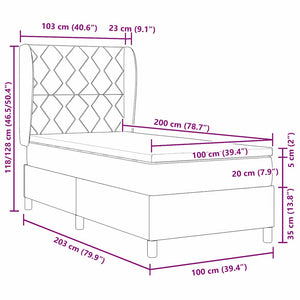 vidaXL Box Spring Bed with Headboard Black 200 x 100 cm Velvet