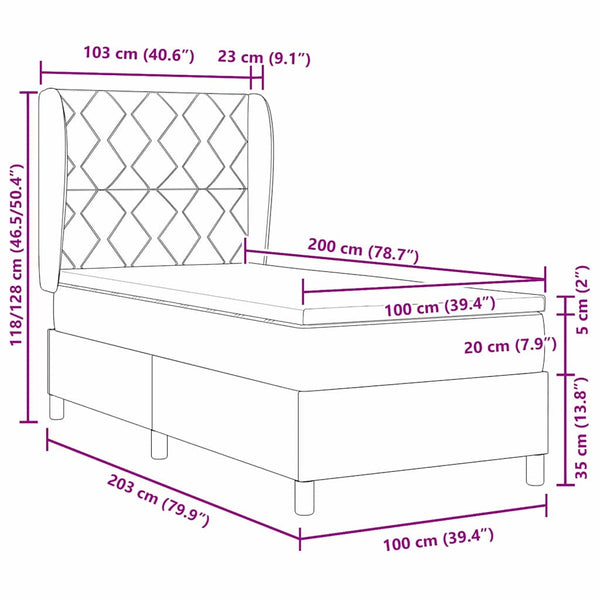 vidaXL Box Spring Bed with Headboard Black 200 x 100 cm Velvet