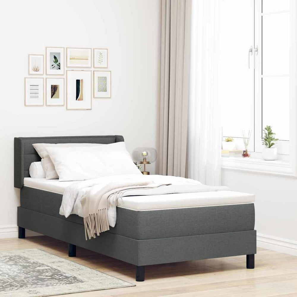 vidaXL Box Spring Bed with Pillows Dark Grey 190 x 90 cm Fabric
