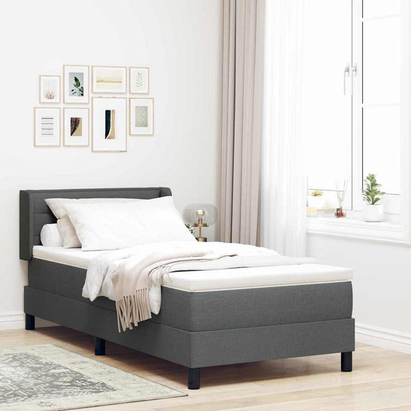 vidaXL Box Spring Bed with Pillows Dark Grey 190 x 90 cm Fabric