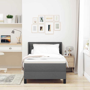vidaXL Box Spring Bed with Pillows Dark Grey 190 x 90 cm Fabric