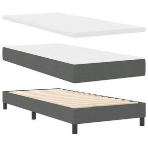 vidaXL Box Spring Bed with Pillows Dark Grey 190 x 90 cm Fabric