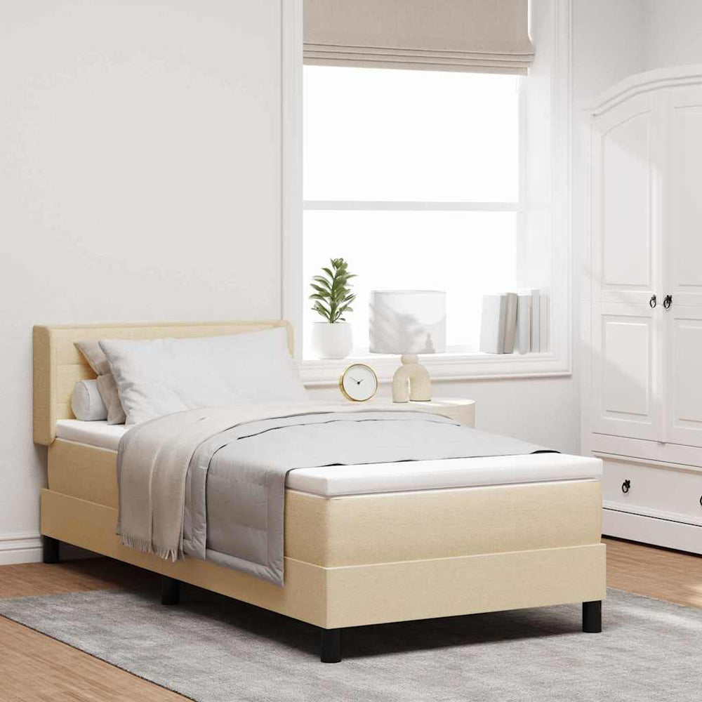vidaXL Box Spring Bed with Headboard Cream 190 x 90 cm Fabric