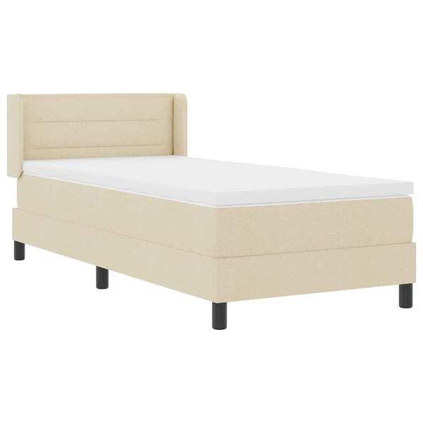 vidaXL Box Spring Bed with Headboard Cream 190 x 90 cm Fabric