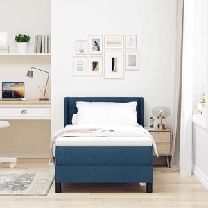 vidaXL Box Spring Bed with Headboard Blue 190 x 90 cm Fabric