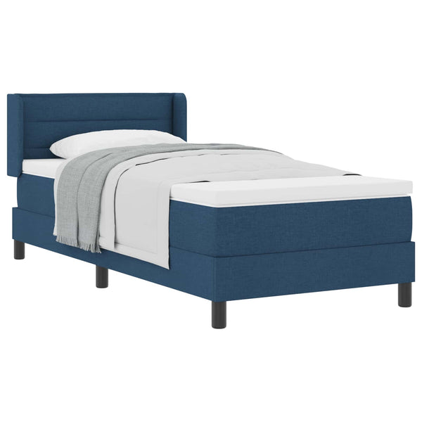 vidaXL Box Spring Bed with Headboard Blue 190 x 90 cm Fabric