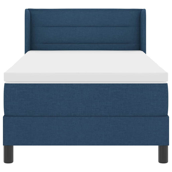 vidaXL Box Spring Bed with Headboard Blue 190 x 90 cm Fabric