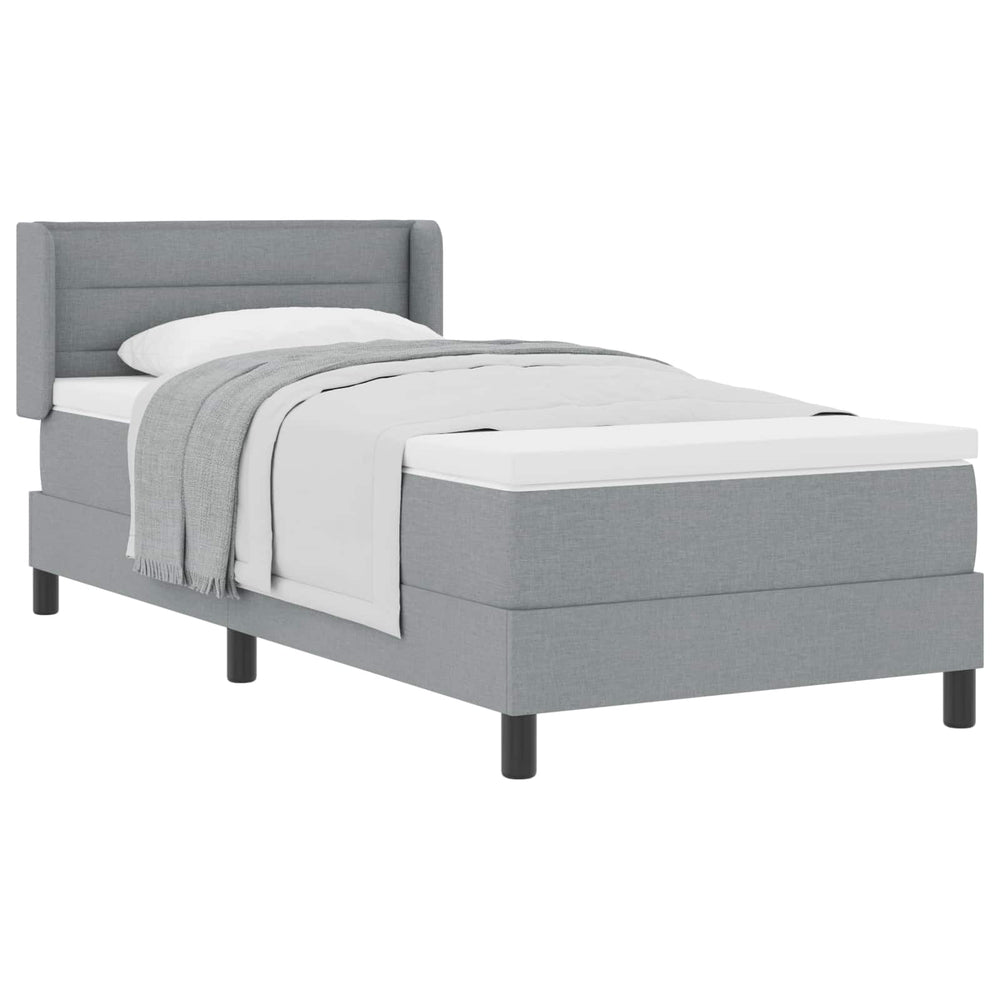 vidaXL Box Spring Bed with Headboard Light Gray 200 x 90 cm Fabric