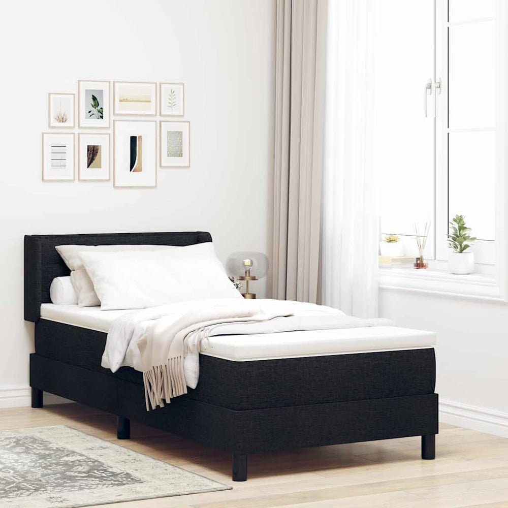 vidaXL Box Spring Bed with Headboard Black 200 x 90 cm Fabric