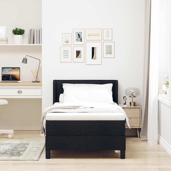 vidaXL Box Spring Bed with Headboard Black 200 x 90 cm Fabric