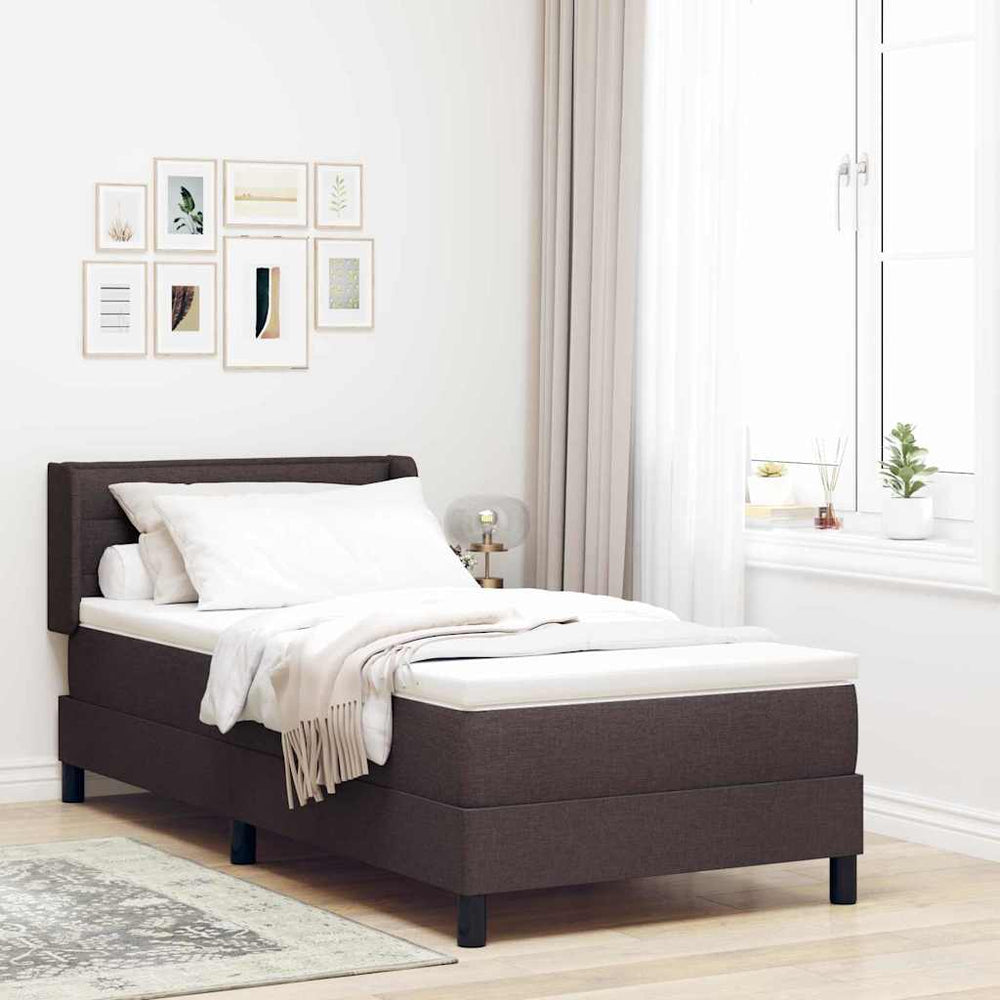 vidaXL Box spring bed with headboard Dark brown 200 x 90 cm Fabric