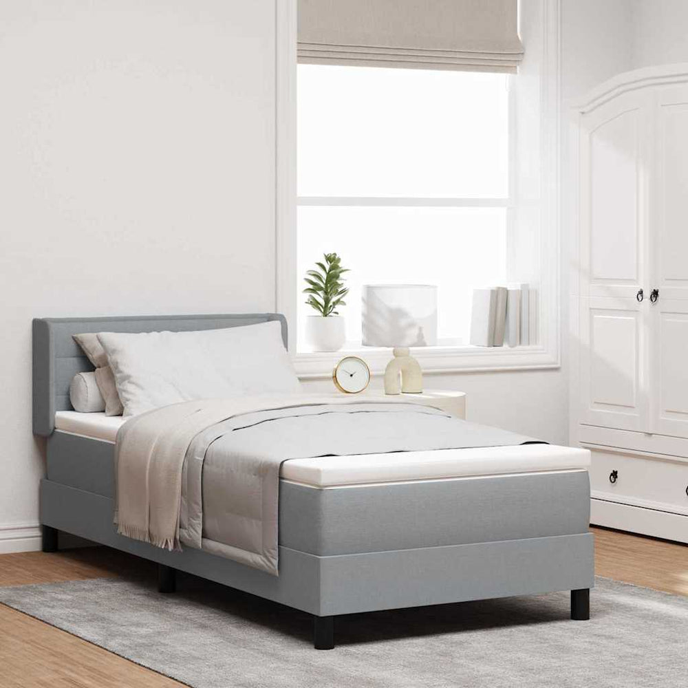 vidaXL Box Spring Bed with Pillows Light Grey 200 x 100 cm Fabric
