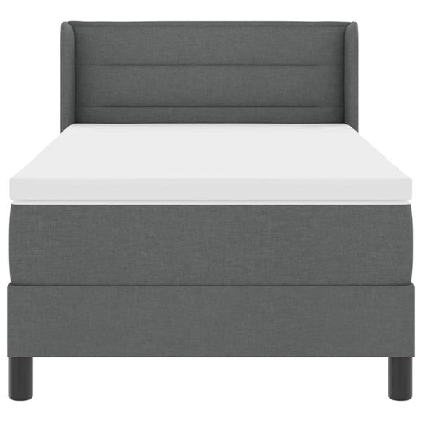 vidaXL Box Spring Bed with Headboard Dark Grey 200 x 100 cm Fabric