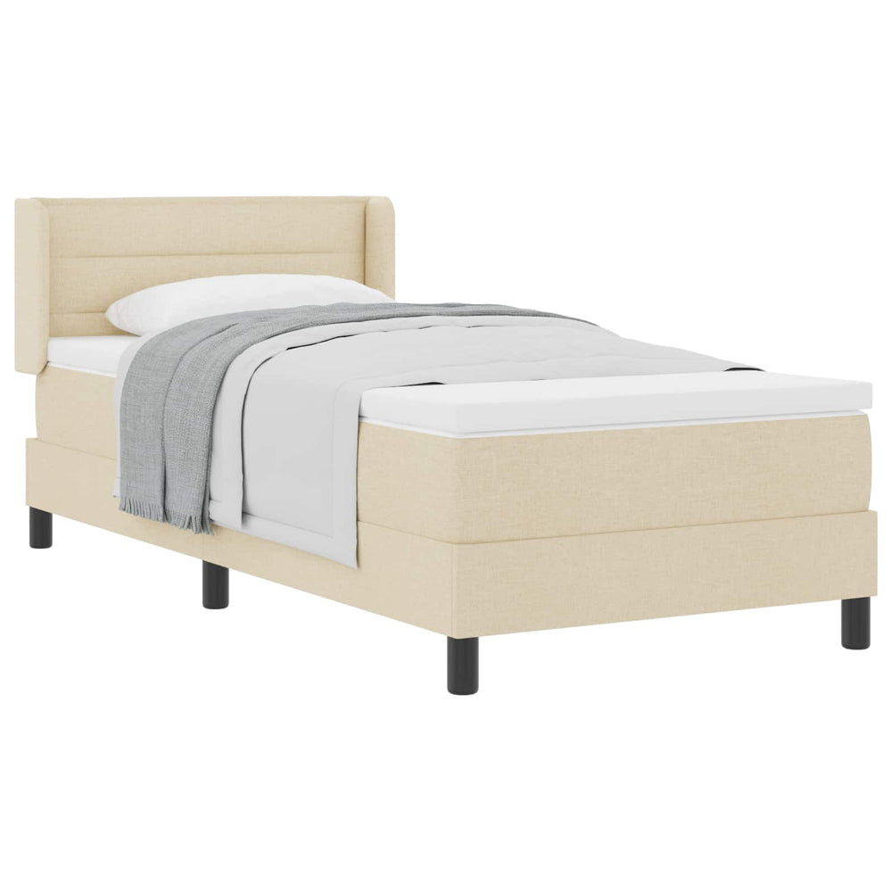 vidaXL Box Spring Bed with Headboard Cream 200 x 100 cm Fabric
