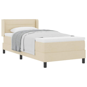 vidaXL Box Spring Bed with Headboard Cream 200 x 100 cm Fabric