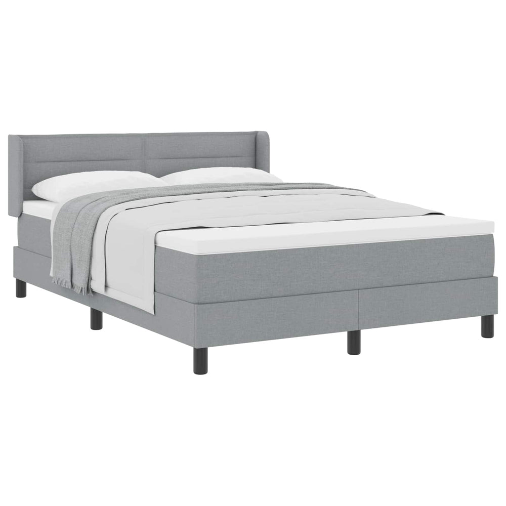 vidaXL Box Spring Bed with Headboard Light Gray 190 x 140 cm Fabric