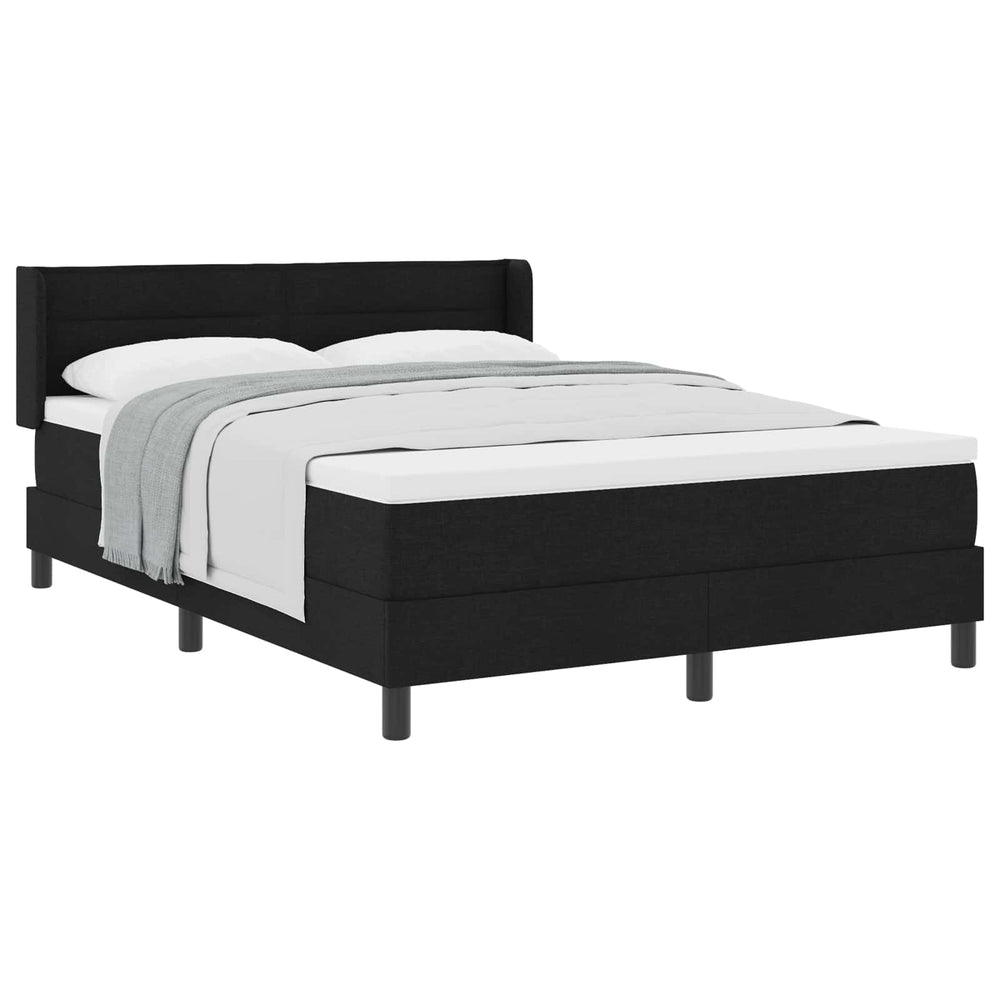vidaXL Box spring bed with headboard Black 190 x 140 cm Fabric