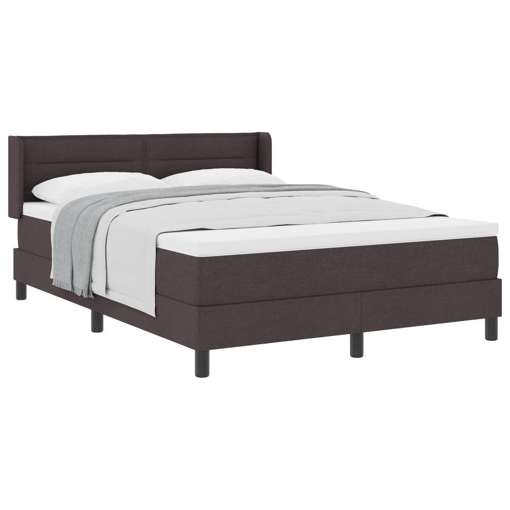 vidaXL Box Spring Bed with Headboard Dark Brown 190 x 140 cm Fabric
