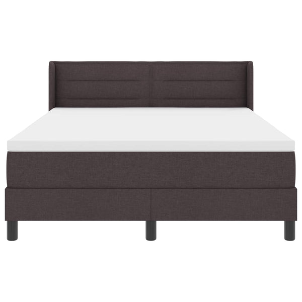 vidaXL Box Spring Bed with Headboard Dark Brown 190 x 140 cm Fabric