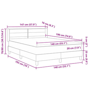 vidaXL Box Spring Bed with Headboard Dark Brown 190 x 140 cm Fabric